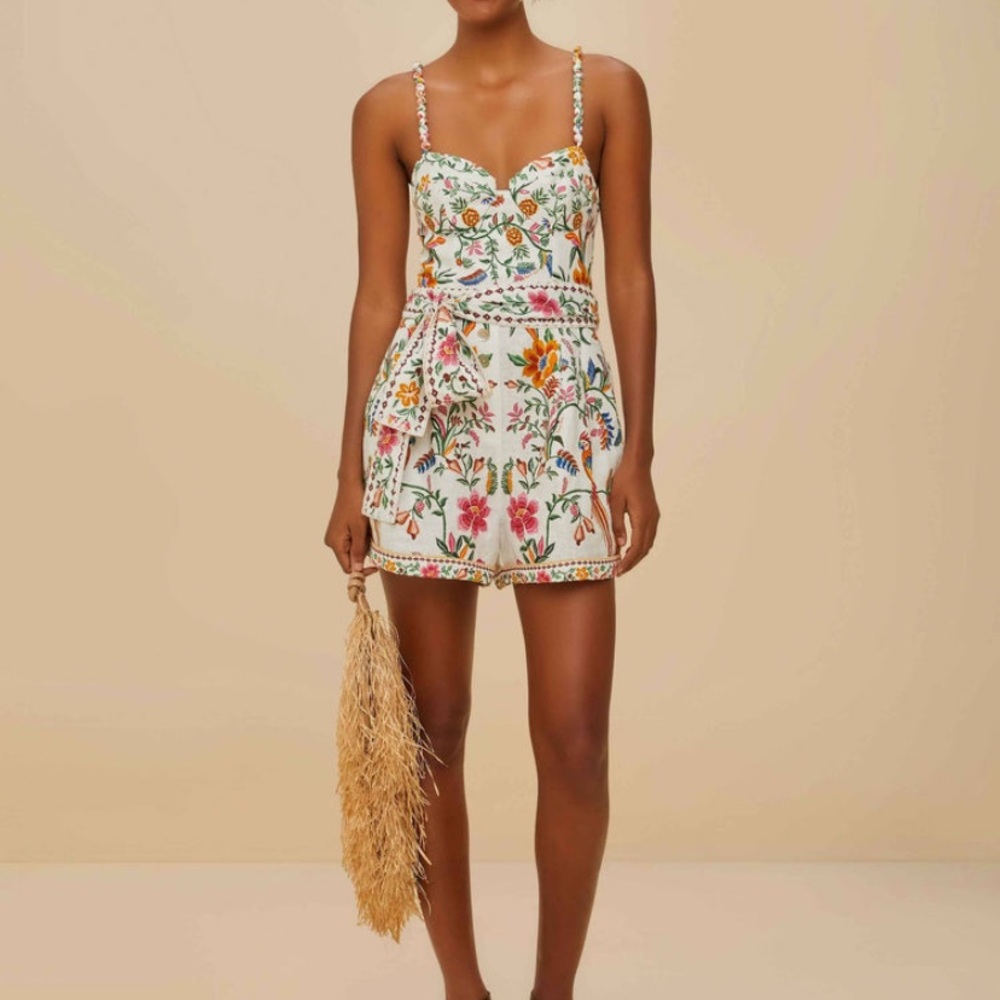 NWT FARM Rio Linen Romper - Delicate Florest Euroflax